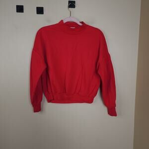 Habitual Cropped Mock Neck Sweatshirt in Red Size XS